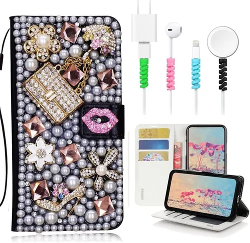 Vista 9 de Bling SSBLDwCPSeries-9 - Funda de piel con tapa y protector de cable, diseño 3D