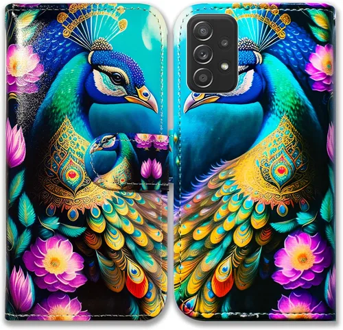 Vista 13 de Bcov Funda para Galaxy A52 5G, diseño de pájaro negro y verde con tapa para teléfono con ranura para tarjetas, soporte para Samsung Galaxy A52 5G