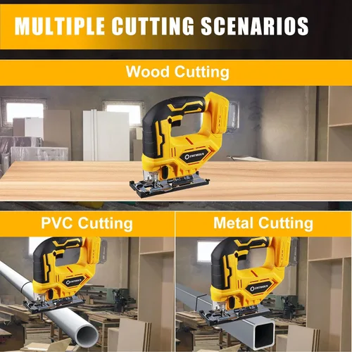 Vista 6 de Sierra de calar inalámbrica compatible con batería Dewalt de 20 V máximo, sierra de calar sin escobillas para 3 ajustes orbitales, 3200 RPM, cortes