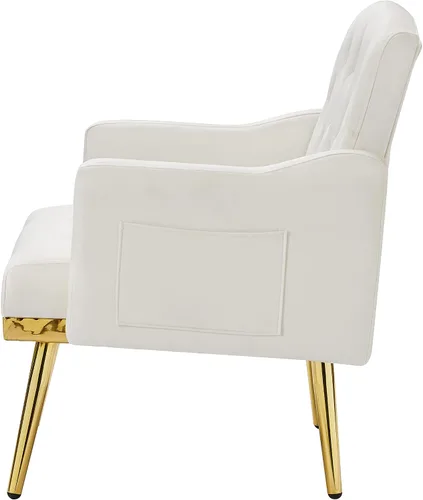 Vista 6 de Sofá con acento de terciopelo, moderno sillón tapizado con bolsillo para sala de estar, dormitorio, oficina, sala de recepción, sala de estar