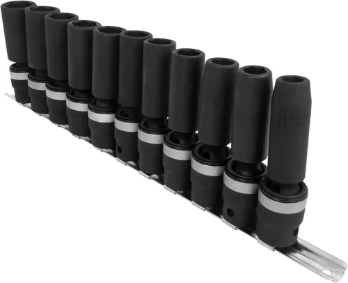 Vista 3 de Genius Tools Juego de llaves de vaso de impacto giratorias profundas de 1/2" Dr. TG-411MD de 11 piezas