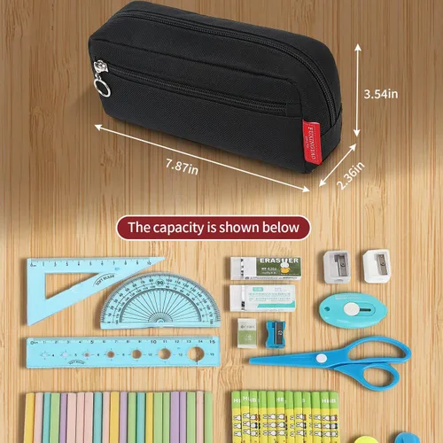 Vista 4 de FUXINGYAO Estuche grande para lápices y bolígrafos de gran capacidad para oficina, bolsa de almacenamiento simple, estuche de papelería para adultos
