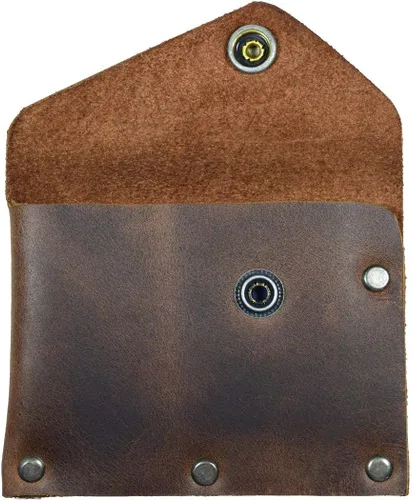 Vista 4 de Hide & Drink, Tarjetero remachado de cuero con broche de presión, billetera de efectivo, organizador de estuche de viaje, accesorios, hecho a mano
