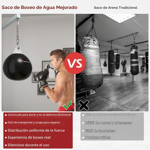 Vista 7 de Goplus Water Aqua Bag, 21'' 180 Pound /18” 110 Pound Heavy Punching Bag with Adjustable Metal Chain, Water Injection Hose, Boxing Training Bag for