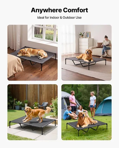 Vista 6 de VEVOR Cama elevada para perros grandes, catre elevado portátil con marco de metal de acero y malla Teslin transpirable, cama hamaca elevada