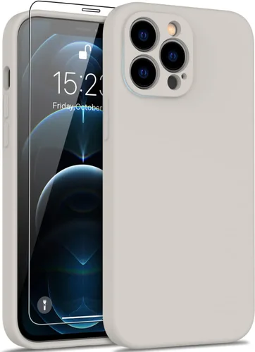Vista 24 de DEENAKIN Funda de silicona compatible con iPhone 12 con protector de pantalla, mejora la protección de la cámara, funda protectora suave y flexible