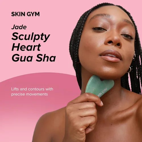 Vista 2 de SKIN GYM Sculpty Heart Gua Sha - Masajeador facial para bolsas debajo de los ojos, ojos hinchados y líneas finas, antienvejecimiento, estiramiento