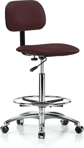 Vista 63 de Perch - Silla de laboratorio cromada con respaldo ajustable, altura del escritorio de 17 a 22 pulgadas, tela negra