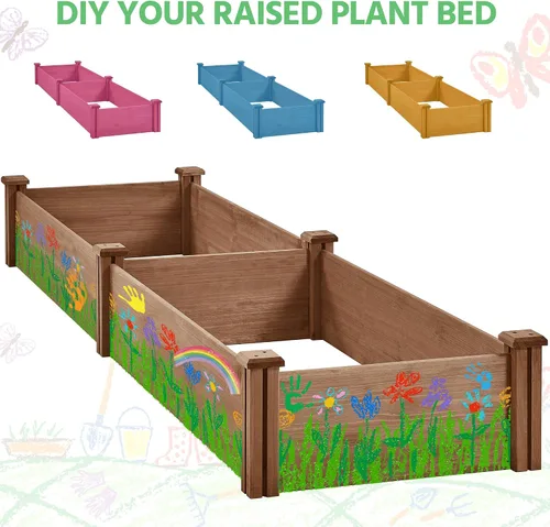 Vista 7 de Yaheetech Jardinera elevada para cultivo de verduras, color marrón oscuro