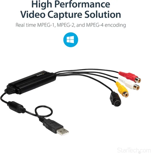 Vista 4 de StarTech Adaptador USB de captura de video, solo Windows, cable (SVID2USB232) S-Video/Composite to USB 2.0 SD Video Capture Device Cable, TWAIN