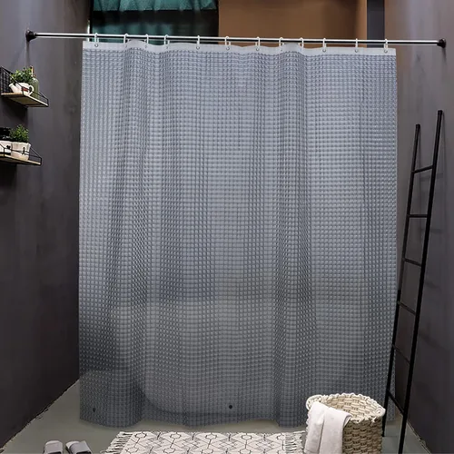Vista 12 de NTBAY - Cortina de ducha transparente de etilvinilacetato, repelente al agua, para cabina de ducha de baño, tejido gofre a cuadros, 72 x 72 pulgadas