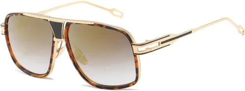 Vista 19 de AEVOGUE Men's Oversized Shield Sunglasses, Retro Alloy Aviator AE0336 Negro marco Grey Lens