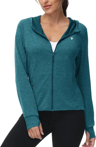 Vista 74 de TBMPOY Chaquetas con capucha y protección solar UPF 50+ para mujer, ligeras, de manga larga, para senderismo, exteriores, con cremallera completa