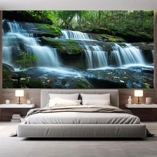 Vista 16 de FLFK Murales de pared autoadhesivos de cascada de bambú 3D de 78.7 x 59 pulgadas, papel tapiz para despegar y pegar, pintura para decoración
