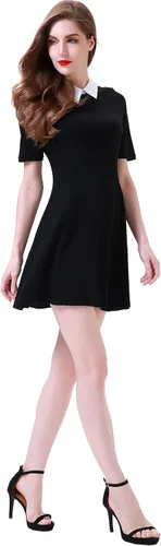 Vista 6 de Aphratti - Vestido casual de manga corta para mujer con cuello de Peter Pan