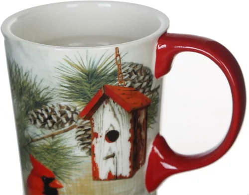 Vista 6 de Topadorn Taza de viaje de cerámica de Navidad, taza de café con leche con tapa y caja de regalo para vacaciones, 17 onzas