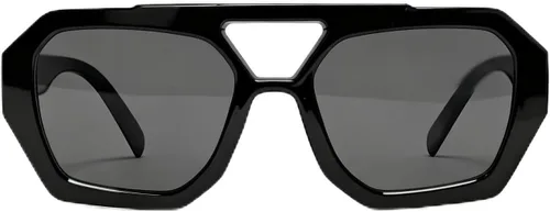 Vista 6 de VISOONE Oversized Flat Top Sunglasses for Men Women Retro Square Aviator Double Bridge Shades UV400 Non-Polarized Renny Negro marrón