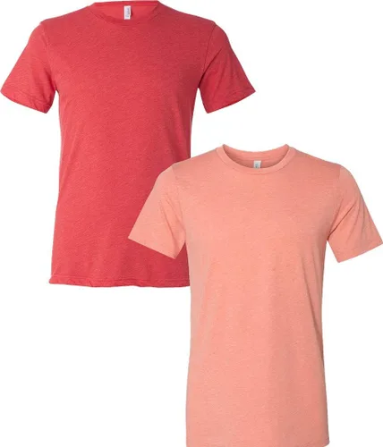 Vista 64 de Bella Canvas 3413c para hombre (1) Triblend verde + (1) Triblend rojo