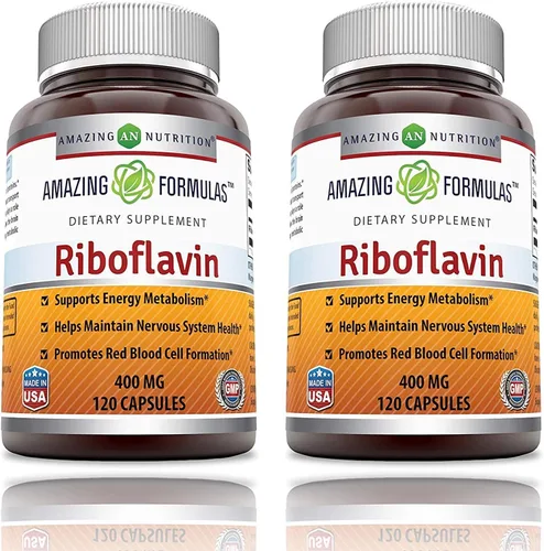Vista 6 de Amazing Formulas - Suplemento de riboflavina (vitamina B2), 400 mg por porción, 60 cápsulas, sin OMG, sin gluten, fabricado en Estados Unidos