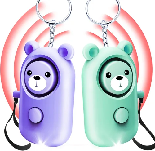 Vista 10 de Alarma personal segura con sonido para mujeres, niños y ancianos, paquete de 2 lindas sirenas de 130 dB, autodefensa de seguridad con luz LED