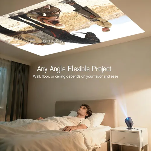 Vista 9 de KSAN Proyector con Soporte, [Enfoque Eléctrico] Proyector WiFi 1080P con Bluetooth, Proyector de Películas Portátil para Uso en Interiores