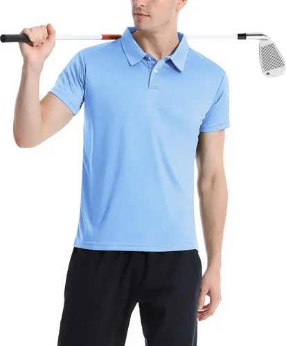 Vista 6 de Paquete de 5 camisas polo para hombre, ajuste seco, manga corta, camiseta de golf que absorbe la humedad, cuello casual, camisetas de trabajo