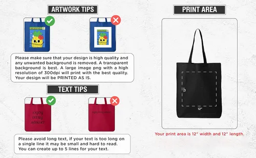 Vista 4 de shop4ever Diseño personalizado de encargo su propio bolso de compras reutilizable del bolso de compras de Eco del algodón del regalo personalizable