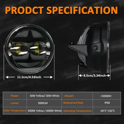 Vista 7 de Faros antiniebla LED para F150 compatibles con F150 2006-2014, Ranger 2008-2011, Expedition 2007-2014, kit de luces de conducción de parachoques