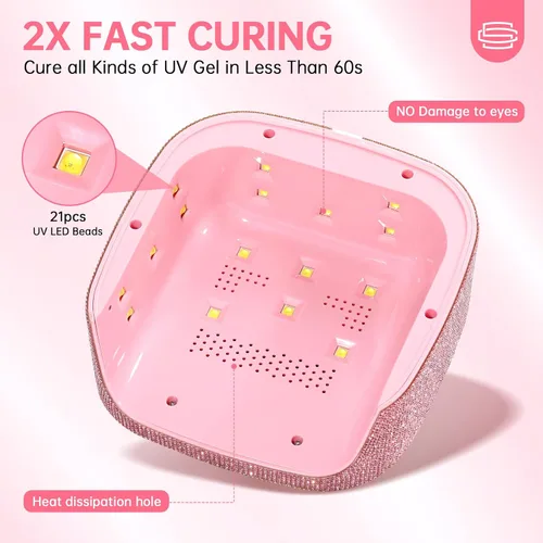 Vista 2 de 48W UV LED Nail Lamp Mini Nail Dryer for Gel Polish Portable UV Light for Nails Plug-in Diamond Nail Light with 3 timer settings touch control LCD