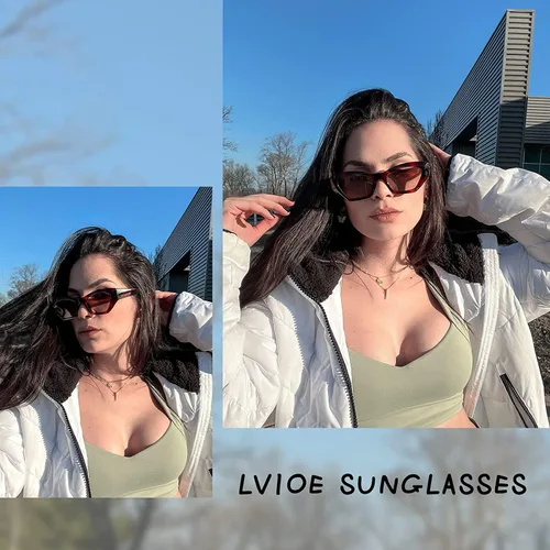 Vista 2 de LVIOE Gafas de sol polarizadas de moda con ojo de gato para mujer, estilo minimalista sin borde LS05, M