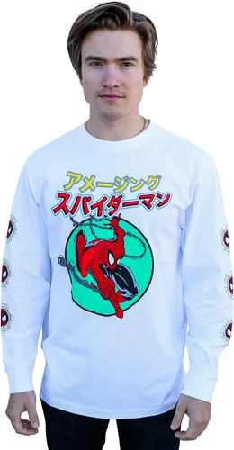 Vista 2 de Marvel Spider-Man - Camiseta de manga larga japonesa Kanji Comics para adultos unisex 100 algodón