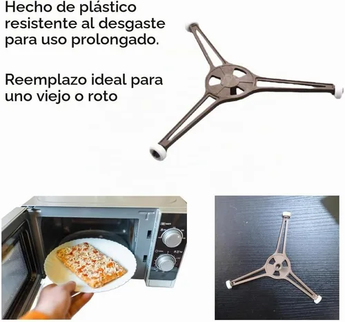 Vista 7 de Paquete de 1 bandeja de placa giratoria plana para horno de microondas, soporte giratorio de triple brazo con ruedas, brazo de repuesto de rodillo