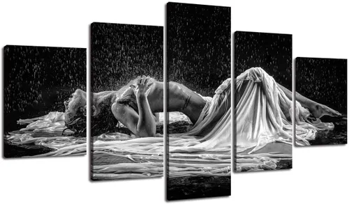 Vista 11 de Lienzo extra grande sexy chica desnuda durmiendo en la cama, arte de pared con marco de madera sexy para mujeres desnudas, obras de arte, arte