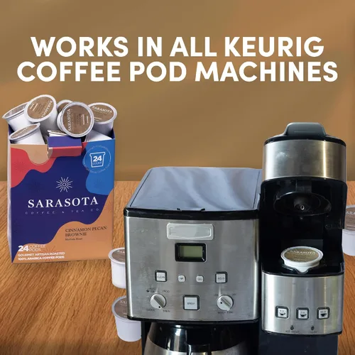Vista 6 de Sarasota K-Cup Cápsulas de café Café con sabor a tostado medio Brownie de nuez y canela Una porción para cafeteras Keurig Gourmet, bajo