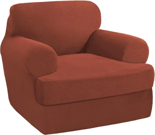 Vista 17 de PrinceDeco Fundas elásticas para sillón de 2 piezas, fundas de sofá para sillas con cojines en forma de T, fundas suaves para muebles con 1 funda