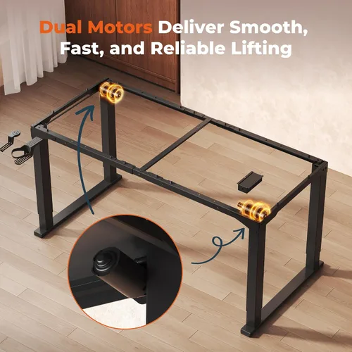 Vista 7 de Escritorio de pie de motor dual de 4 patas de 71x31 para oficina Negro