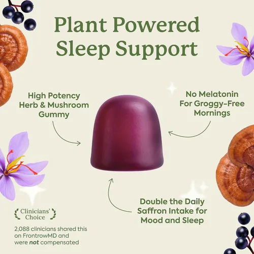 Vista 10 de Plant People WonderSleep - Suplemento de gomitas de hongos para dormir, sin melatonina con súper hongos Reishi, sabor a saúco salvaje, sin azúcar