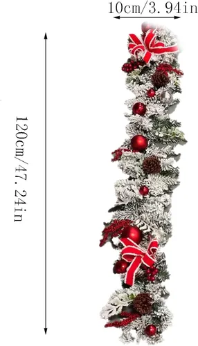 Vista 5 de Coronas de Navidad para puerta delantera, guirnaldas de Navidad artificiales con bola de Navidad, conos de pino y bayas rojas, coronas rústicas