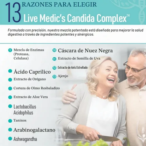 Vista 4 de Candida Complex Digestive Enzymes Suplemento de limpieza probiótica Aceite de orégano, ajenjo, cáscaras de nogal negro, olmo resbaladizo