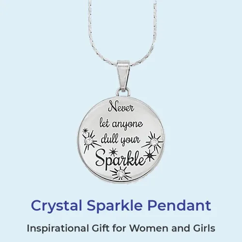 Vista 2 de SAGEFINDS Colgante de cristal brillante Regalo inspirador para mujeres y niñas Mensaje motivacional grabado Collar de acero inoxidable