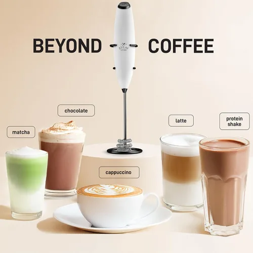 Vista 621 de Zulay Milk Boss Espumador de leche potente manual, hace espuma para latte, batidor para mezclar bebidas, café, miniespumador para capuchino, frappé