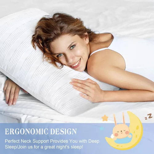Vista 6 de Meoflaw Almohadas Refrescantes para Dormir Tamaño Estándar, Almohada de Cama de Espuma Viscoelástica Triturada con Funda de Almohada