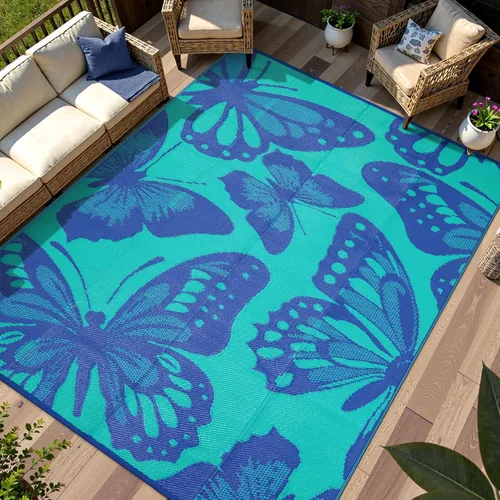 Vista 54 de Anidaroel Alfombra de área para exteriores para patio, 4 x 6 pies, impermeable, reversible, alfombra de paja de plástico para exteriores, alfombra