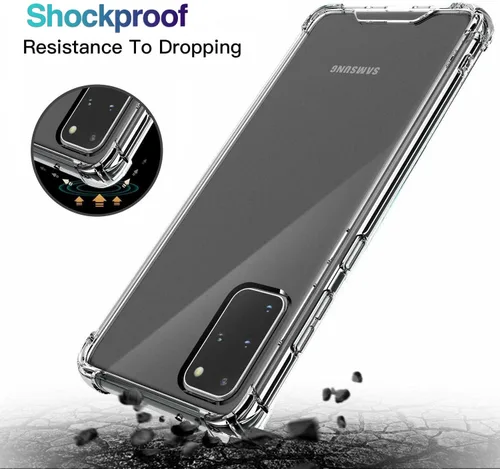 Vista 3 de KIOMY Funda transparente para Samsung Galaxy S20 Plus 5G Hybrid Hard PC Back con TPU suave parachoques [protección contra caídas de grado militar] a