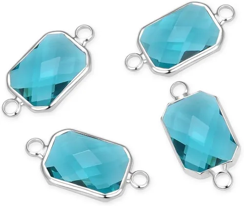 Vista 8 de Adabele 5pcs grado A abril diamante claro piedra natal conector rectángulo de corte radiante enlace 0.551 in plateado plata cristal Rhinestone Bead