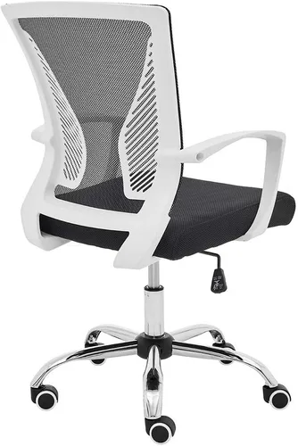 Vista 3 de Modern Home Zuna Silla de oficina con respaldo medio, respaldo ergonómico de malla con respaldo de malla (color blanco/negro)