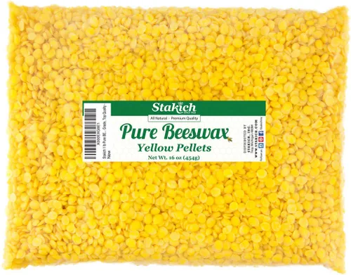 Vista 5 de Stakich Pellets de cera de abeja amarilla pura, 100% natural, grado cosmético, calidad premium, (10 libras (en bolsas de 1 libra))