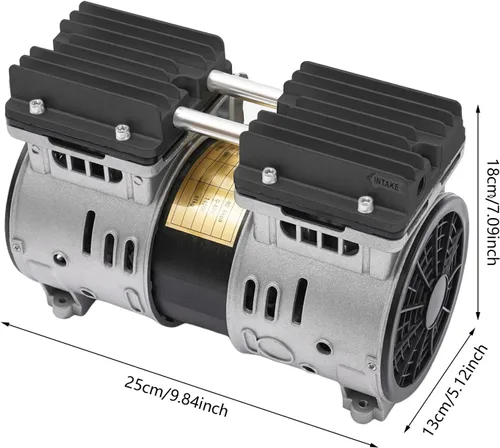 Vista 2 de Bomba de vacío sin aceite de alta presión 8Bar 100L/min/3.5CFM Bomba de succión de vacío de alto flujo 1400RPM Bomba de compresor de pistón sin