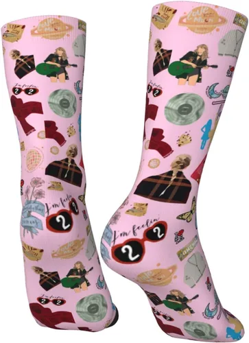 Vista 6 de Calcetines coloridos para hombres y mujeres, regalos para los fanáticos de Taylor, calcetines deportivos que absorben la humedad