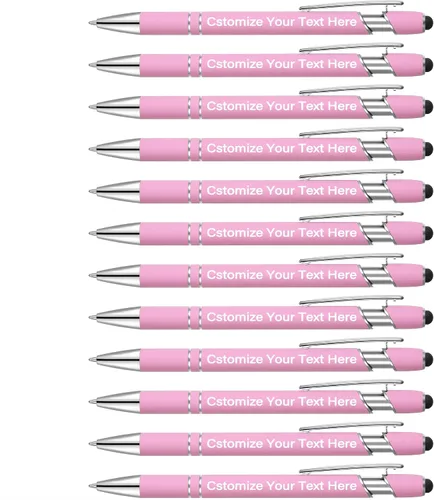 Vista 10 de Kingluu 24 unidades de bolígrafos personalizados con lápiz óptico, escritura suave, tinta negra, bolígrafos personalizados con su nombre, logotipo